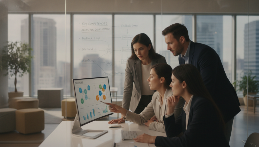Can a PMS help identify skill gaps and training needs automatically?